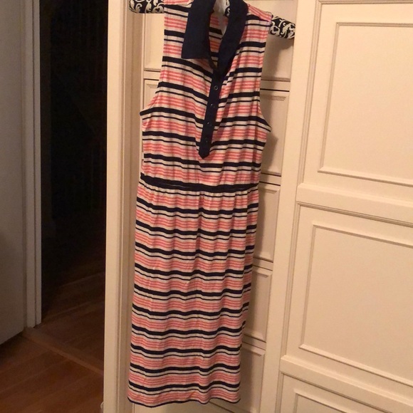 PINK ROSE collared sleeveless striped dress M
